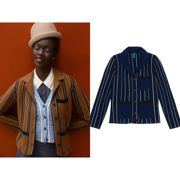 NakedCashmere NoName is needed wool cashmere pipeline blazer XS navy - Picture 1 of 6